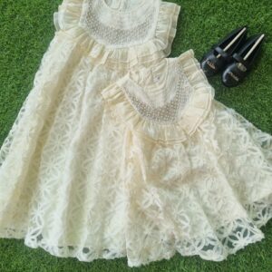 Ivory Lace Ruffle Trim Dress