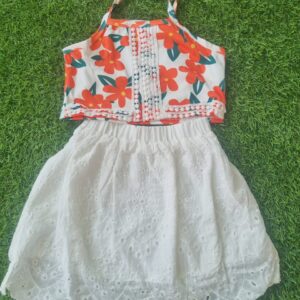 Summer Floral Top and Skirt Set